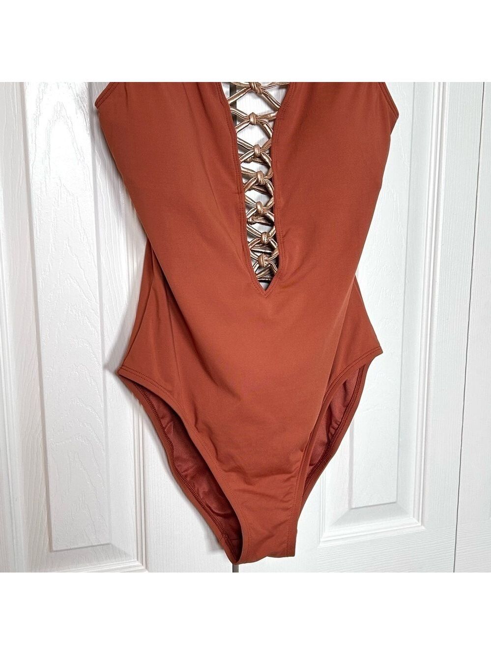 Bleu Rod Beattie One Piece Swimsuit Brown Gold Size 4 - Picture 8 of 14